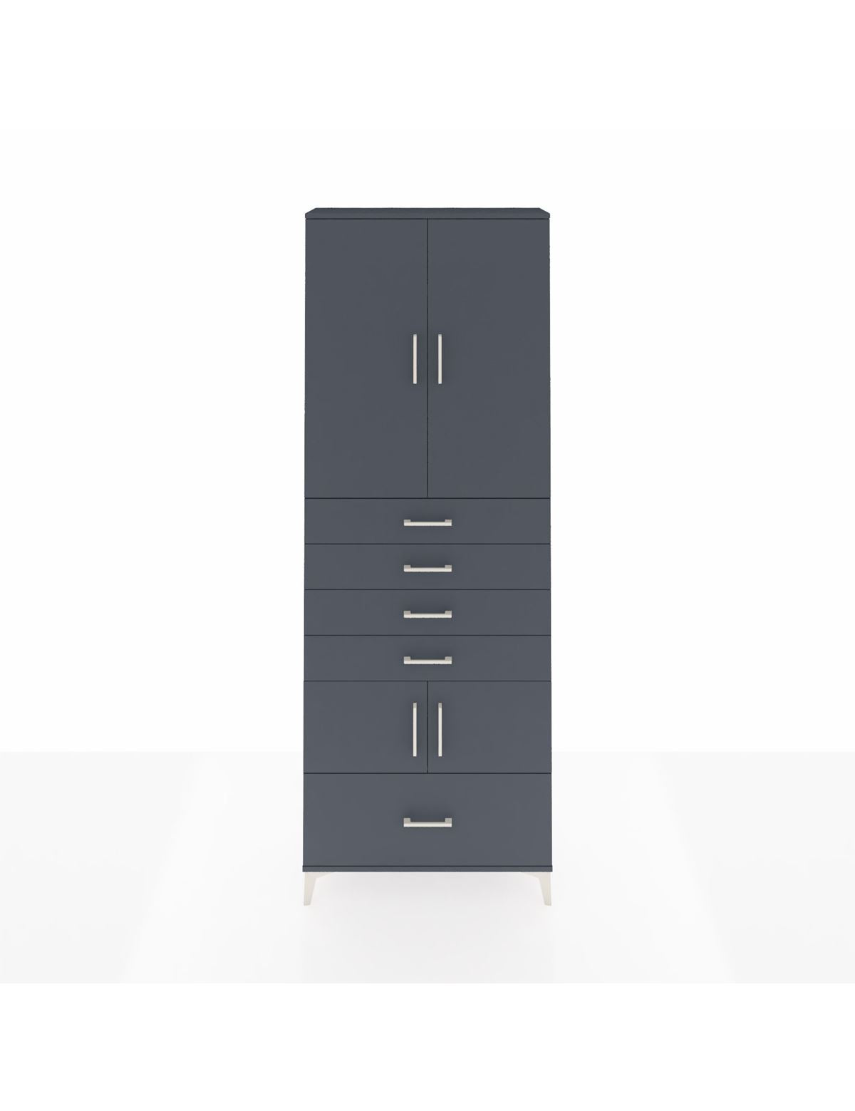 Arges Dolap 4 Raflı 5 Çekmeceli 4 Kapaklı 88x30x243 Antrasit-Antrasit