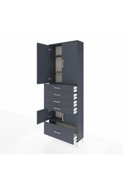 Arges Dolap 4 Raflı 5 Çekmeceli 4 Kapaklı 88x30x243 Antrasit-Antrasit