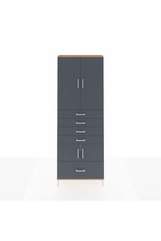 Arges Dolap 4 Raflı 5 Çekmeceli 4 Kapaklı 88x30x243 Çam-Antrasit