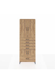 Arges Dolap 4 Raflı 5 Çekmeceli 4 Kapaklı 88x30x243 Çam-Çam