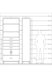 Arges Dolap 4 Raflı 5 Çekmeceli 2 Kapaklı 88x30x243 Aytaşı-Aytaşı