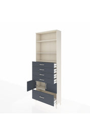 Arges Dolap 4 Raflı 5 Çekmeceli 2 Kapaklı 88x30x243 Aytaşı-Antrasit