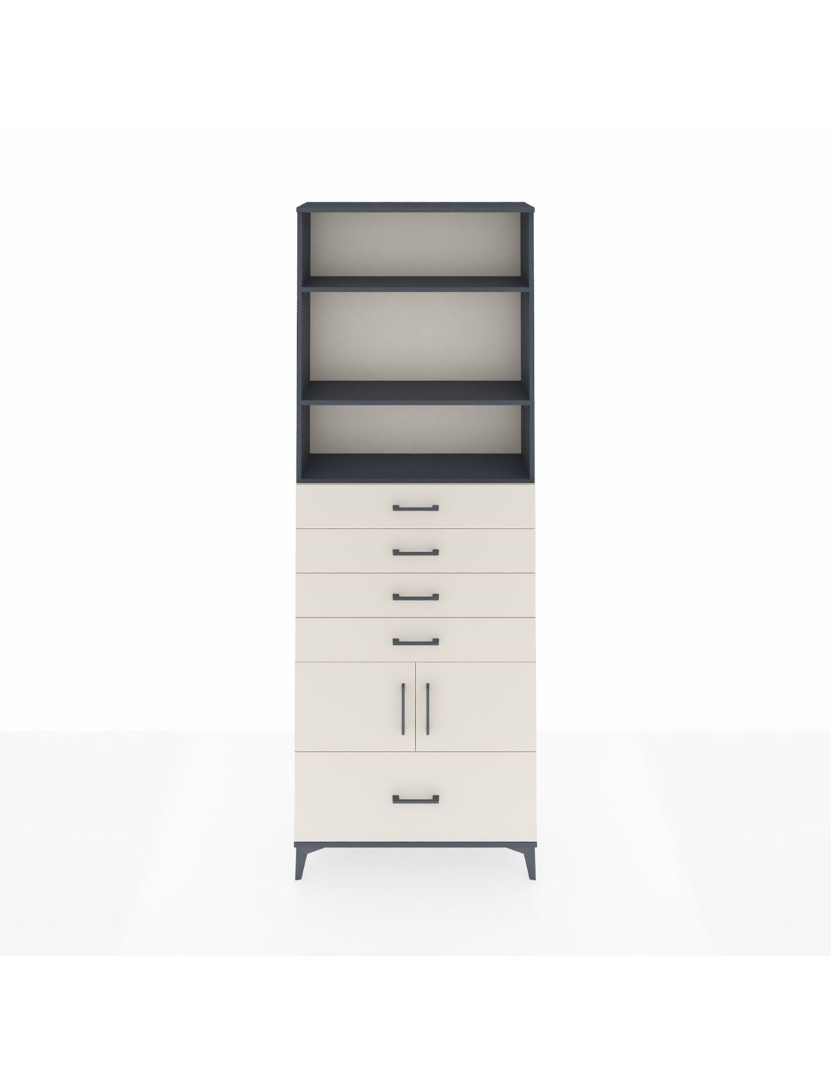 Arges Dolap 4 Raflı 5 Çekmeceli 2 Kapaklı 88x30x243 Antrasit-Aytaşı