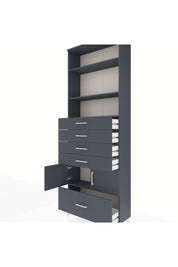 Arges Dolap 4 Raflı 5 Çekmeceli 2 Kapaklı 88x30x243 Antrasit-Antrasit