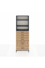 Arges Dolap 4 Raflı 5 Çekmeceli 2 Kapaklı 88x30x243 Antrasit-Çam