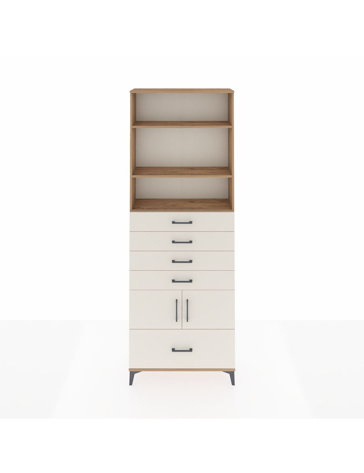 Arges Dolap 4 Raflı 5 Çekmeceli 2 Kapaklı 88x30x243 Çam-Aytaşı