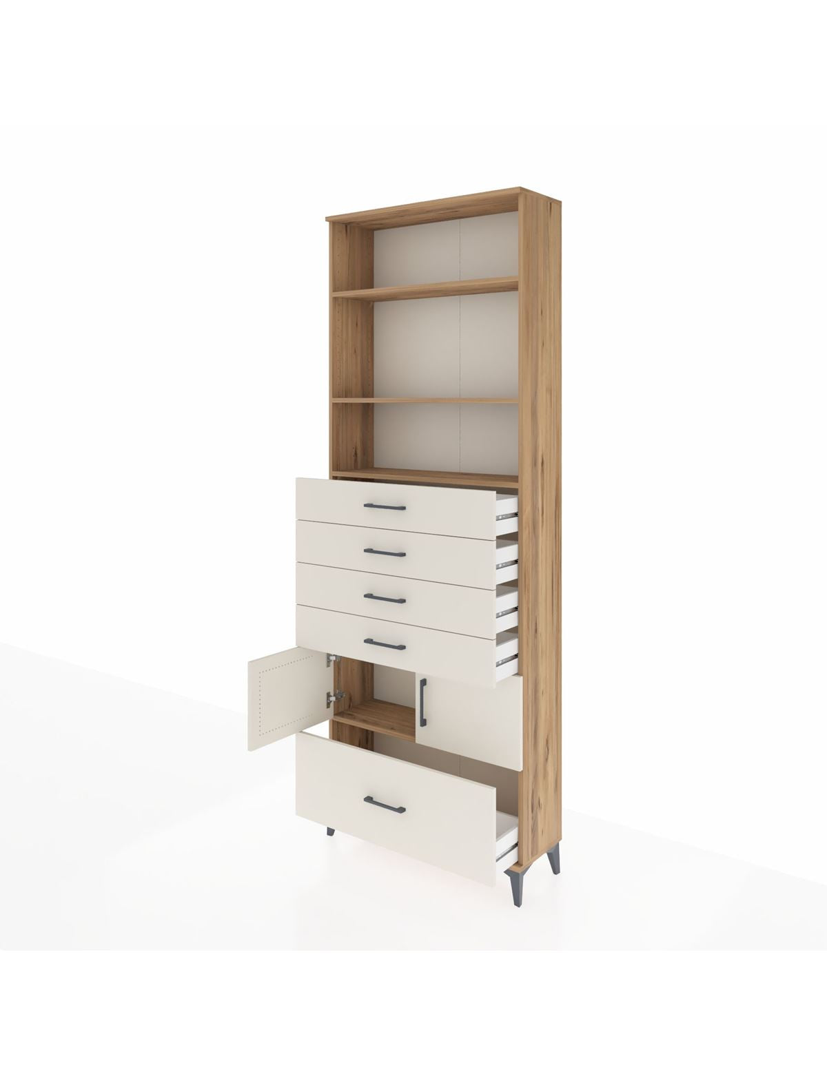 Arges Dolap 4 Raflı 5 Çekmeceli 2 Kapaklı 88x30x243 - S33M028V7A