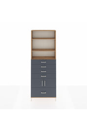 Arges Dolap 4 Raflı 5 Çekmeceli 2 Kapaklı 88x30x243 Çam-Antrasit