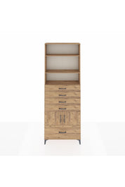 Arges Dolap 4 Raflı 5 Çekmeceli 2 Kapaklı 88x30x243 Çam-Çam