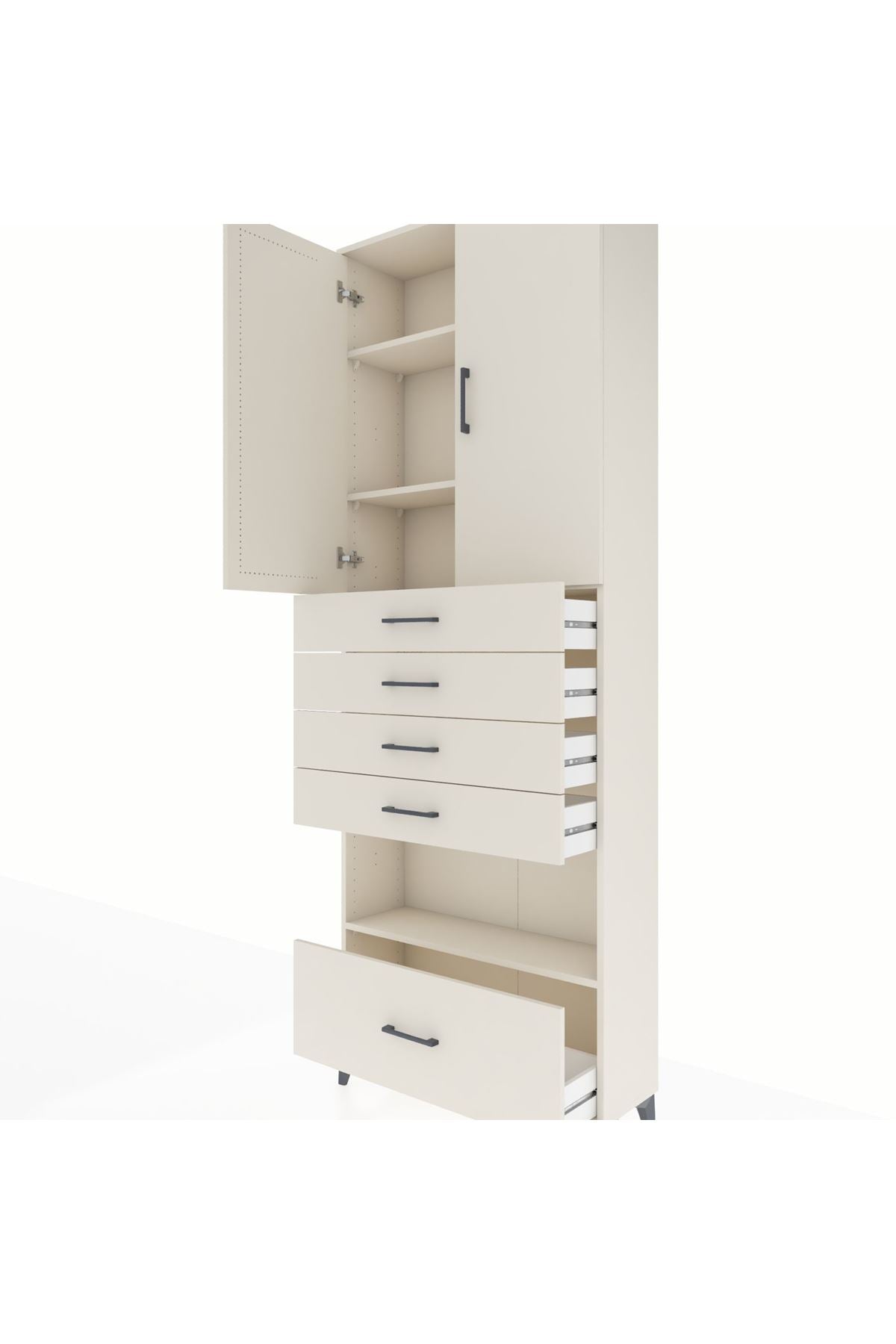 Arges Dolap 4 Raflı 5 Çekmeceli 2 Kapaklı 88x30x243 Aytaşı-Aytaşı