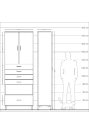 Arges Dolap 4 Raflı 5 Çekmeceli 2 Kapaklı 88x30x243 Aytaşı-Aytaşı
