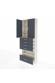 Arges Dolap 4 Raflı 5 Çekmeceli 2 Kapaklı 88x30x243 Aytaşı-Antrasit