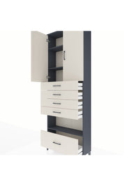 Arges Dolap 4 Raflı 5 Çekmeceli 2 Kapaklı 88x30x243 Antrasit-Aytaşı