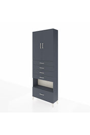 Arges Dolap 4 Raflı 5 Çekmeceli 2 Kapaklı 88x30x243 Antrasit-Antrasit