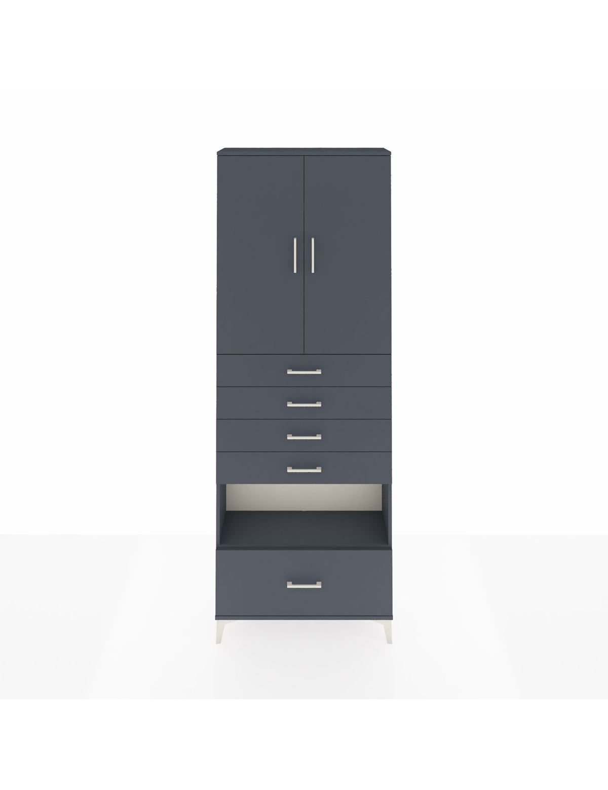 Arges Dolap 4 Raflı 5 Çekmeceli 2 Kapaklı 88x30x243 Antrasit-Antrasit