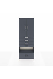 Arges Dolap 4 Raflı 5 Çekmeceli 2 Kapaklı 88x30x243 Antrasit-Antrasit