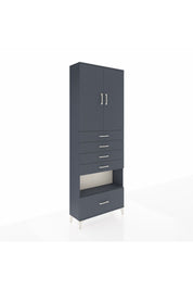 Arges Dolap 4 Raflı 5 Çekmeceli 2 Kapaklı 88x30x243 Antrasit-Antrasit