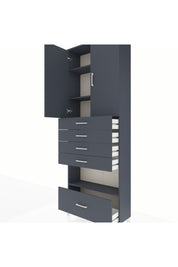 Arges Dolap 4 Raflı 5 Çekmeceli 2 Kapaklı 88x30x243 Antrasit-Antrasit