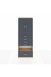Arges Dolap 4 Raflı 5 Çekmeceli 2 Kapaklı 88x30x243 Çam-Antrasit