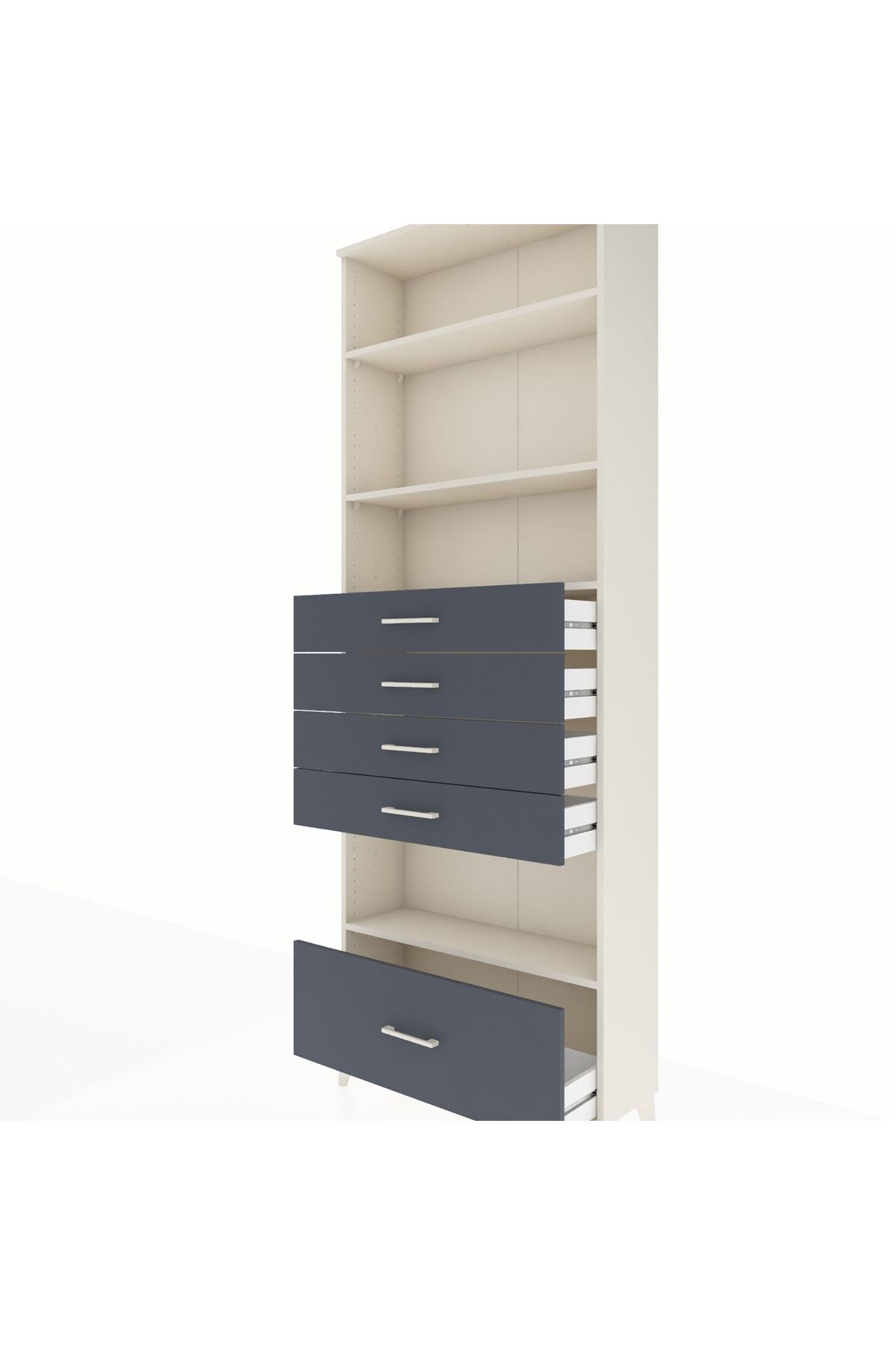 Arges Dolap 4 Raflı 5 Çekmeceli 88x30x243 Aytaşı-Antrasit