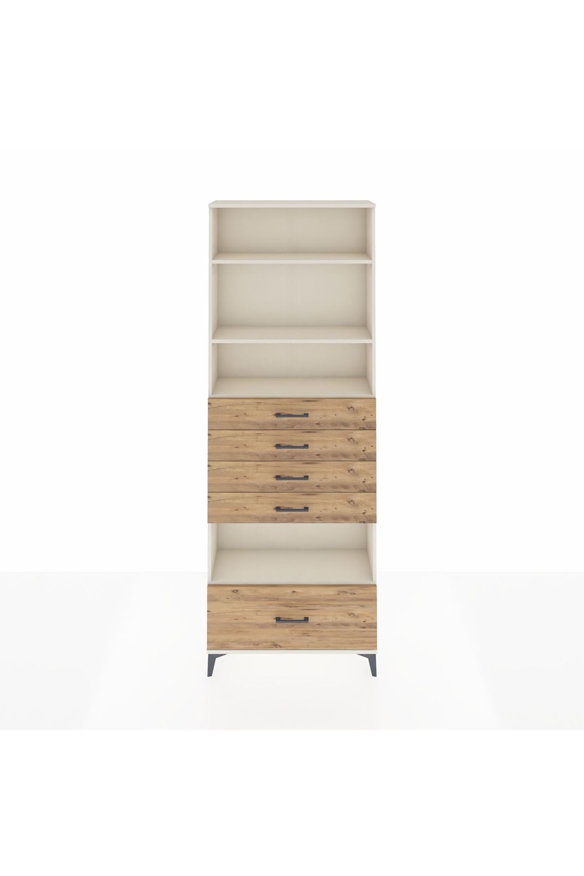 Arges Dolap 4 Raflı 5 Çekmeceli 88x30x243 Aytaşı-Çam