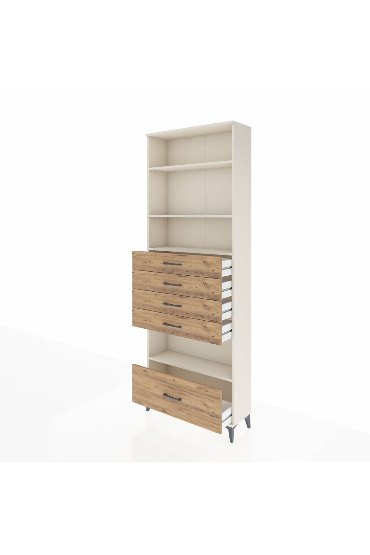 Arges Dolap 4 Raflı 5 Çekmeceli 88x30x243 Aytaşı-Çam