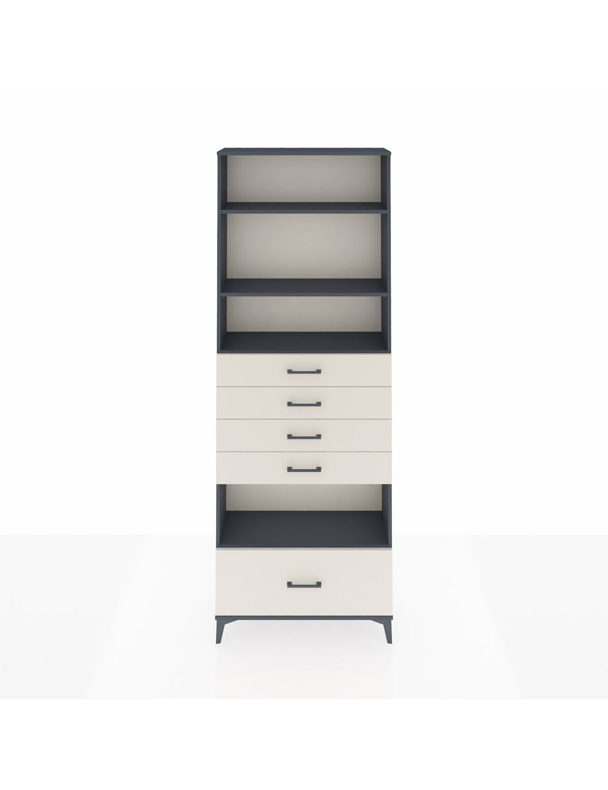 Arges Dolap 4 Raflı 5 Çekmeceli 88x30x243 Antrasit-Aytaşı