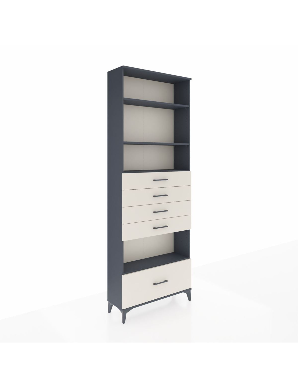 Arges Dolap 4 Raflı 5 Çekmeceli 88x30x243 Antrasit-Aytaşı