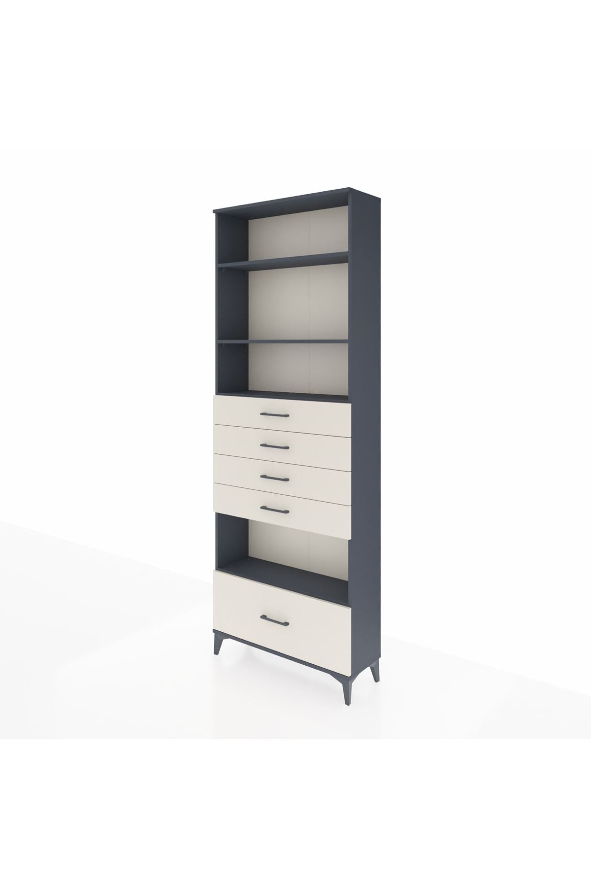 Arges Dolap 4 Raflı 5 Çekmeceli 88x30x243 Antrasit-Aytaşı