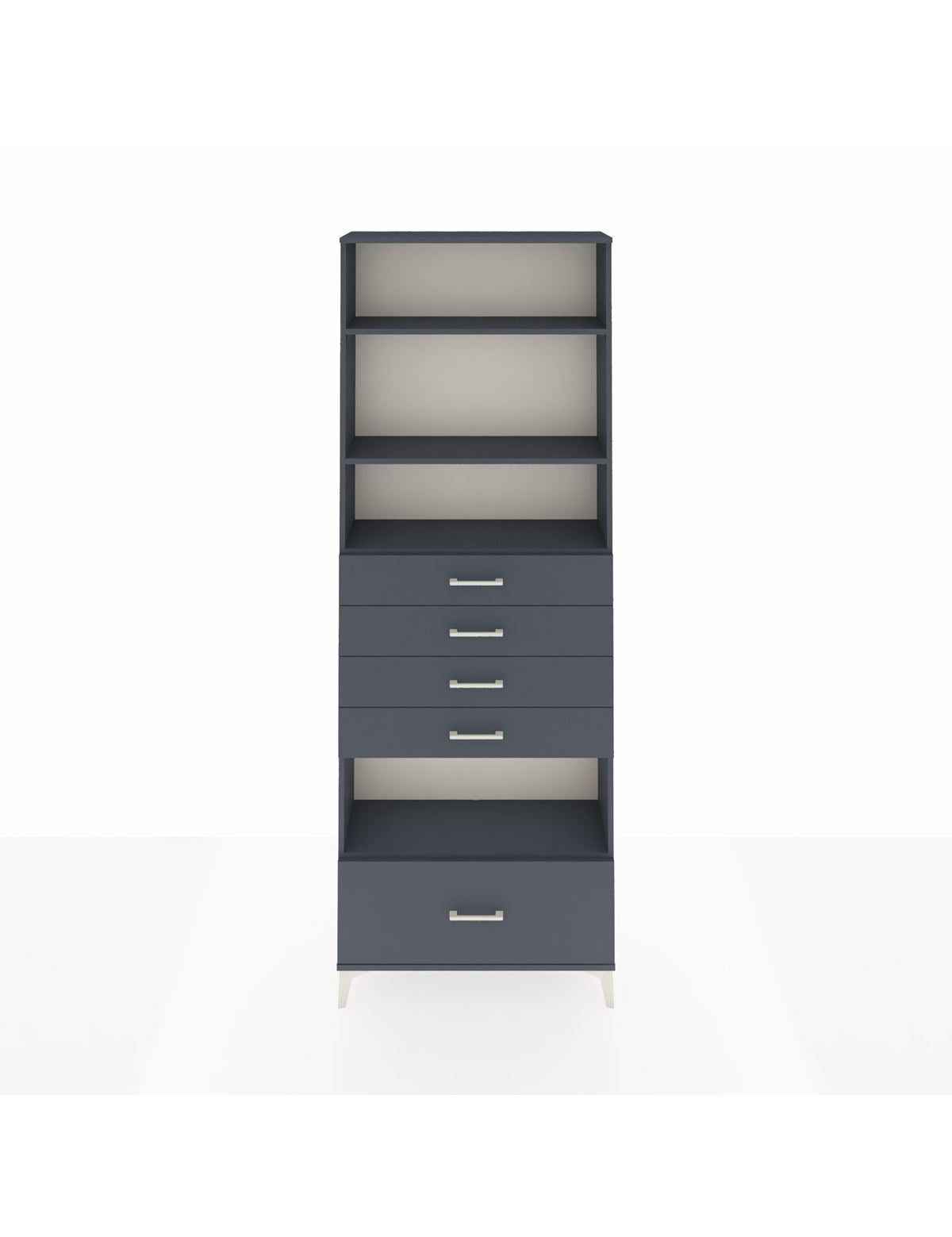 Arges Dolap 4 Raflı 5 Çekmeceli 88x30x243 Antrasit-Antrasit