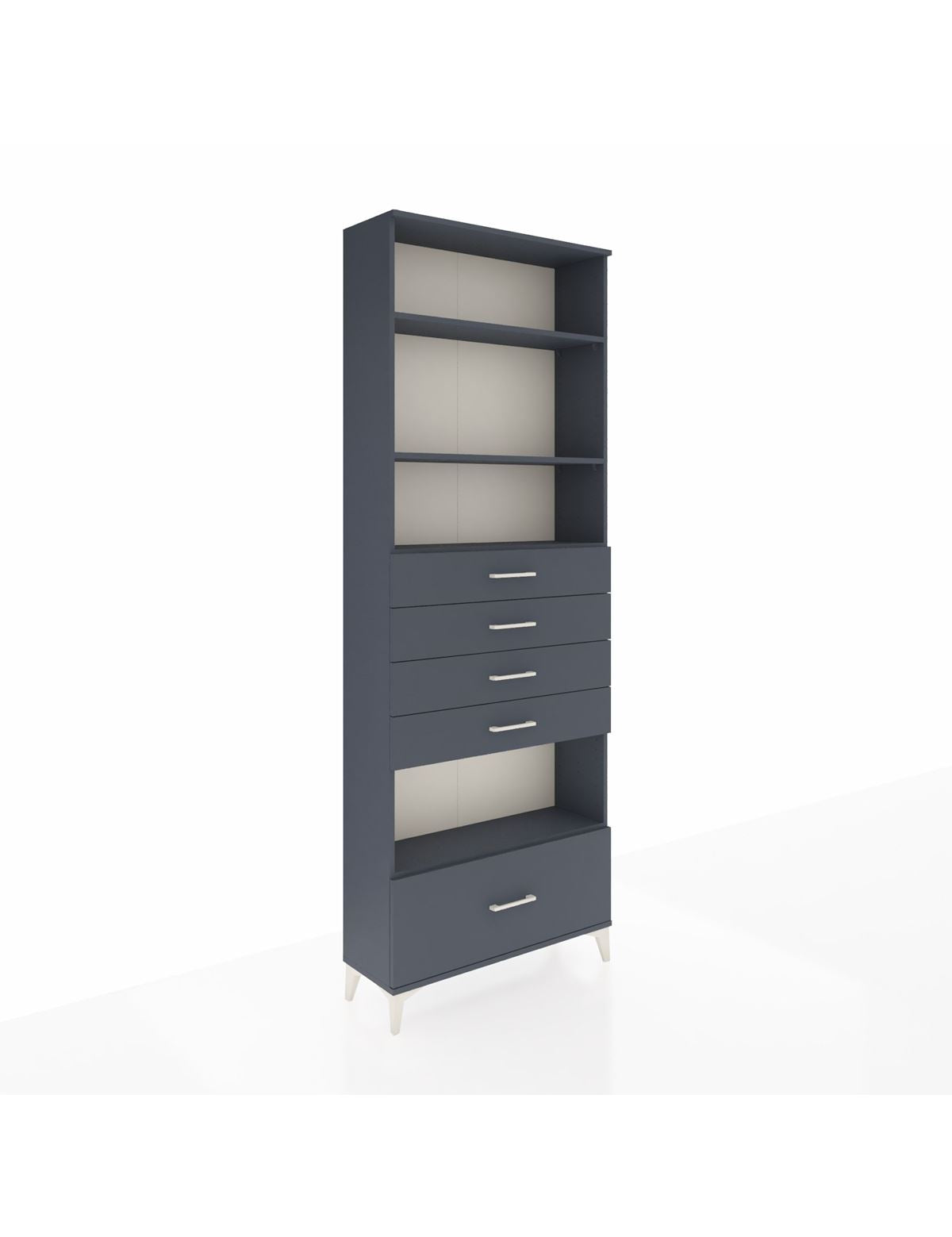 Arges Dolap 4 Raflı 5 Çekmeceli 88x30x243 Antrasit-Antrasit