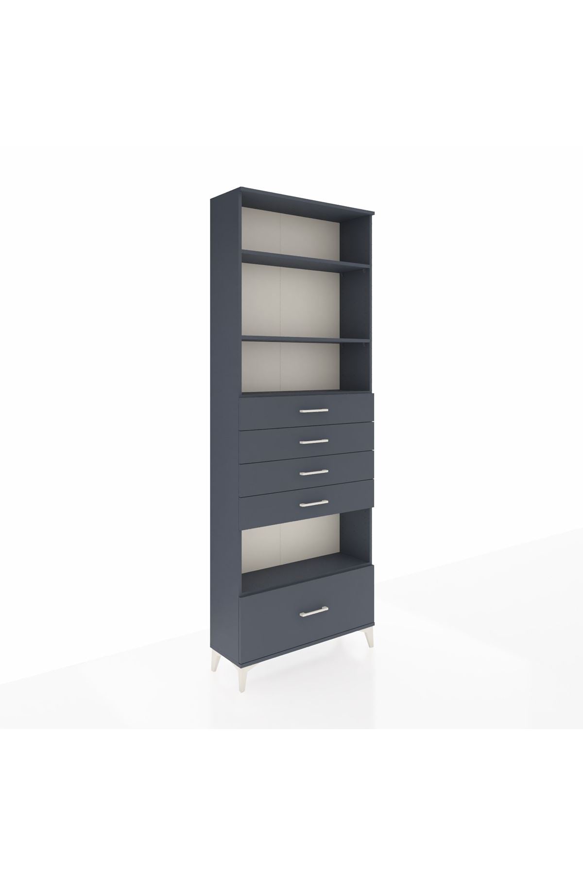 Arges Dolap 4 Raflı 5 Çekmeceli 88x30x243 Antrasit-Antrasit