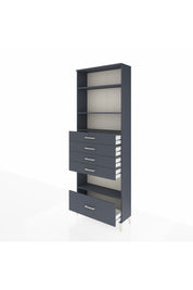 Arges Dolap 4 Raflı 5 Çekmeceli 88x30x243 Antrasit-Antrasit