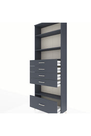 Arges Dolap 4 Raflı 5 Çekmeceli 88x30x243 Antrasit-Antrasit