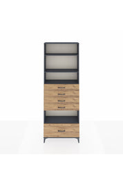 Arges Dolap 4 Raflı 5 Çekmeceli 88x30x243 Antrasit-Çam