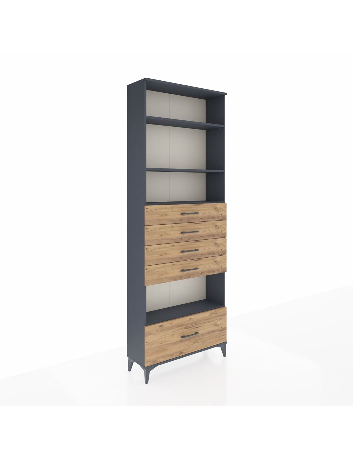 Arges Dolap 4 Raflı 5 Çekmeceli 88x30x243 Antrasit-Çam