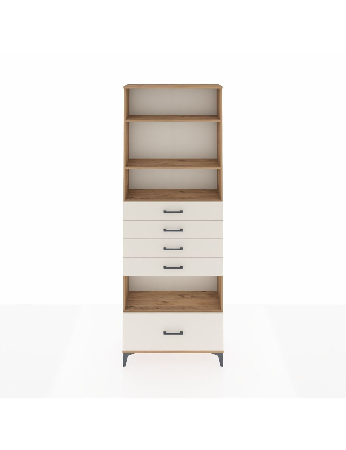 Arges Dolap 4 Raflı 5 Çekmeceli 88x30x243 Çam-Aytaşı