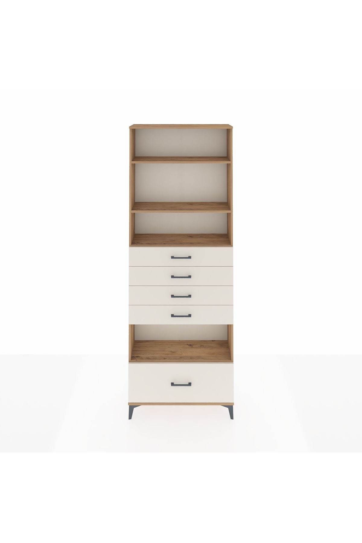 Arges Dolap 4 Raflı 5 Çekmeceli 88x30x243 Çam-Aytaşı