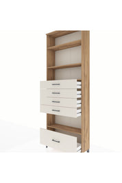 Arges Dolap 4 Raflı 5 Çekmeceli 88x30x243 Çam-Aytaşı