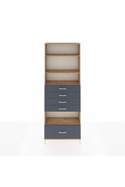 Arges Dolap 4 Raflı 5 Çekmeceli 88x30x243 Çam-Antrasit