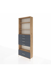 Arges Dolap 4 Raflı 5 Çekmeceli 88x30x243 Çam-Antrasit