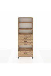 Arges Dolap 4 Raflı 5 Çekmeceli 88x30x243 Çam-Çam