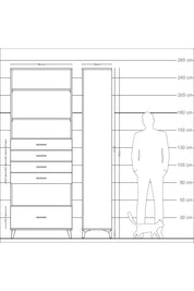 Arges Dolap 4 Raflı 5 Çekmeceli 88x30x243 Çam-Çam