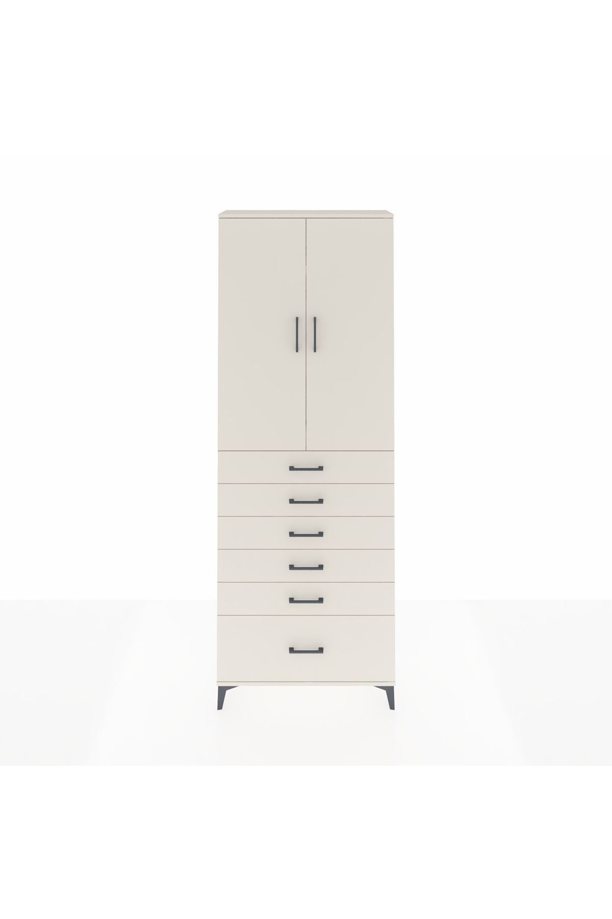 Arges Dolap 3 Raflı 6 Çekmeceli 2 Kapaklı 88x30x243 Aytaşı-Aytaşı