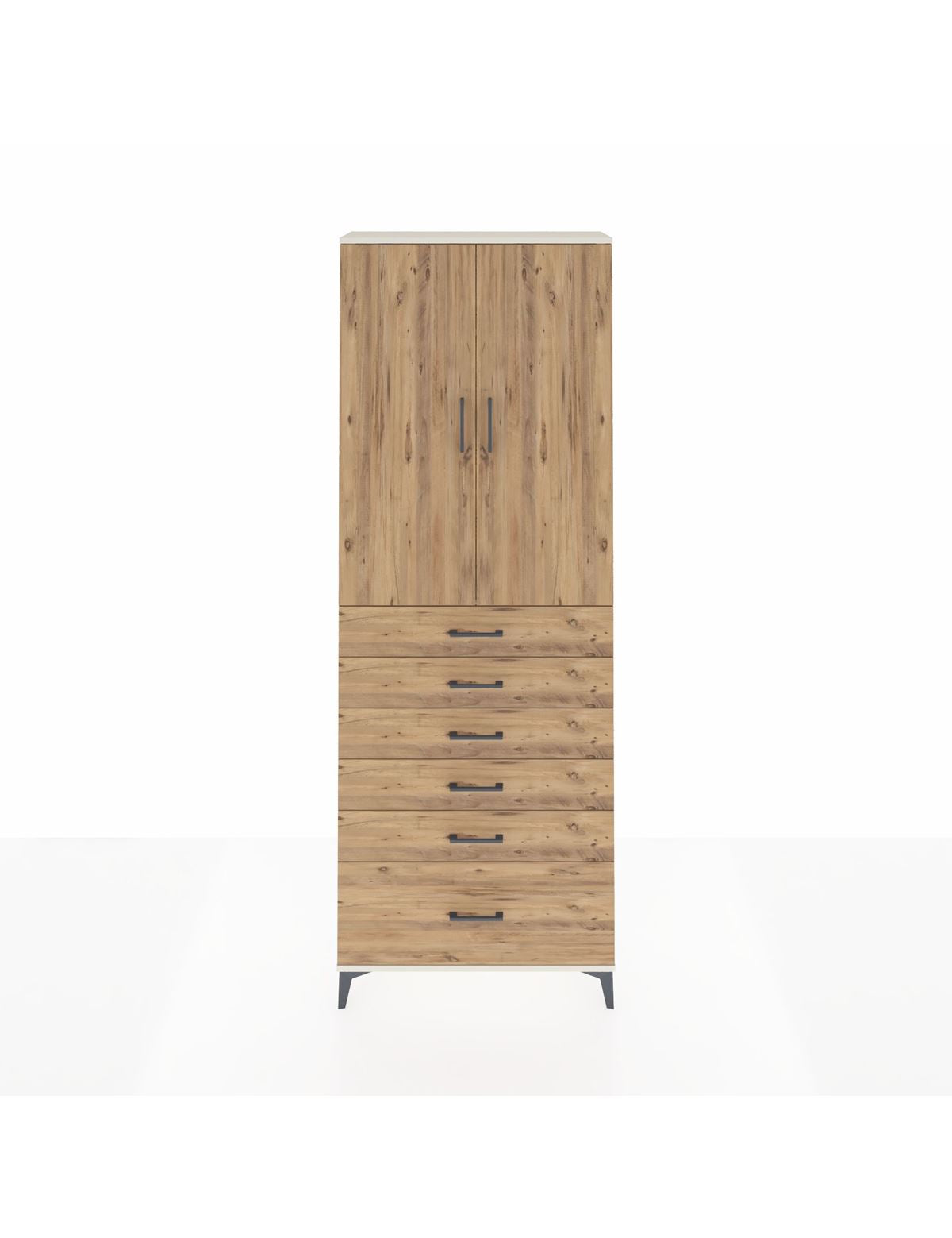 Arges Dolap 3 Raflı 6 Çekmeceli 2 Kapaklı 88x30x243 Aytaşı-Çam