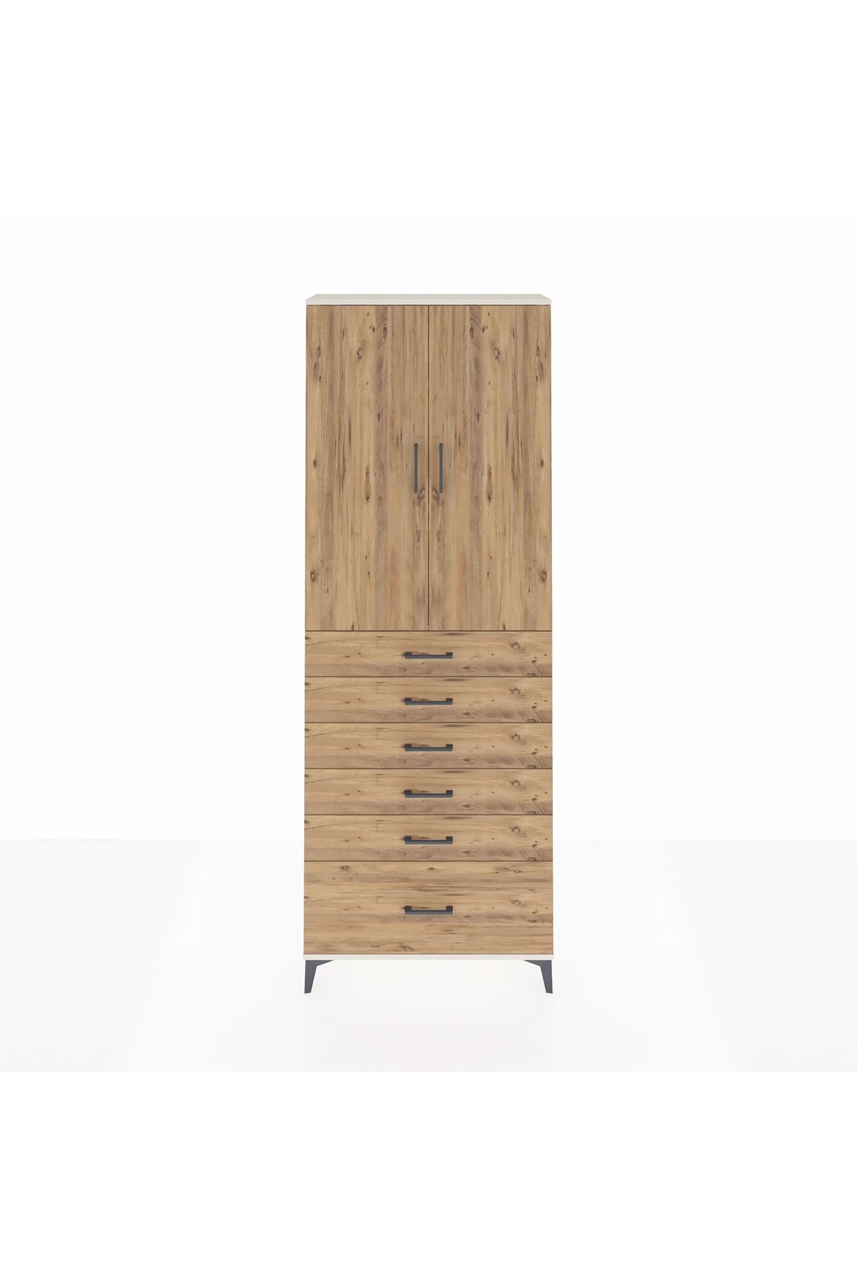 Arges Dolap 3 Raflı 6 Çekmeceli 2 Kapaklı 88x30x243 Aytaşı-Çam