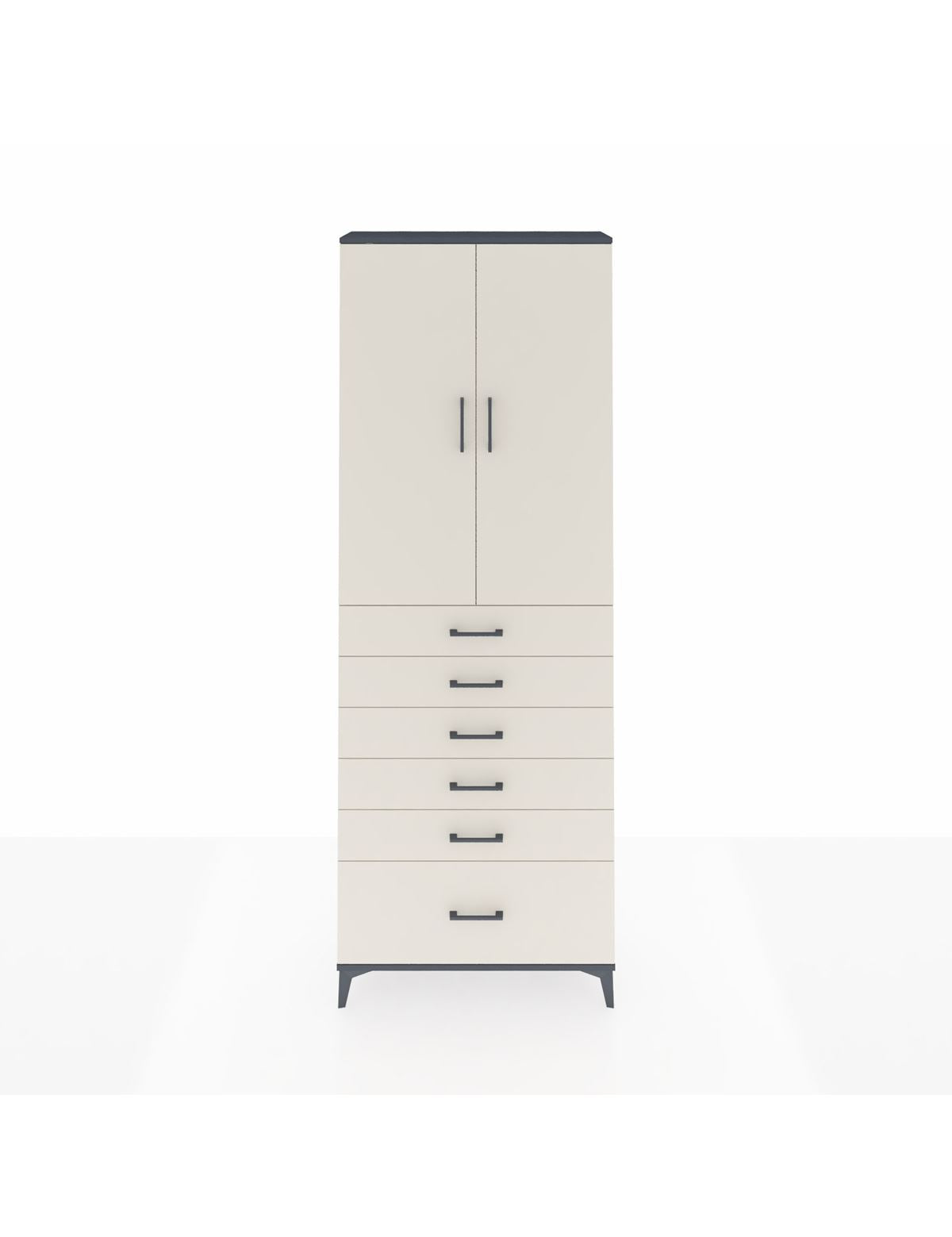 Arges Dolap 3 Raflı 6 Çekmeceli 2 Kapaklı 88x30x243 Antrasit-Aytaşı