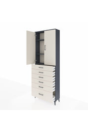 Arges Dolap 3 Raflı 6 Çekmeceli 2 Kapaklı 88x30x243 Antrasit-Aytaşı