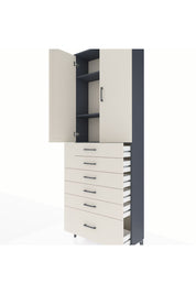 Arges Dolap 3 Raflı 6 Çekmeceli 2 Kapaklı 88x30x243 Antrasit-Aytaşı