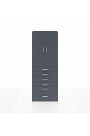 Arges Dolap 3 Raflı 6 Çekmeceli 2 Kapaklı 88x30x243 Antrasit-Antrasit